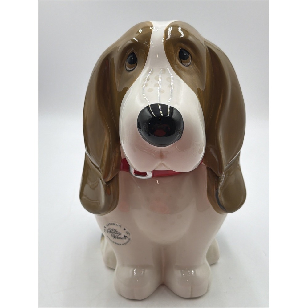 NEW Retired Pioneer Woman Cookie Treat Jar CHARLIE Basset Hound Dog Red Collar